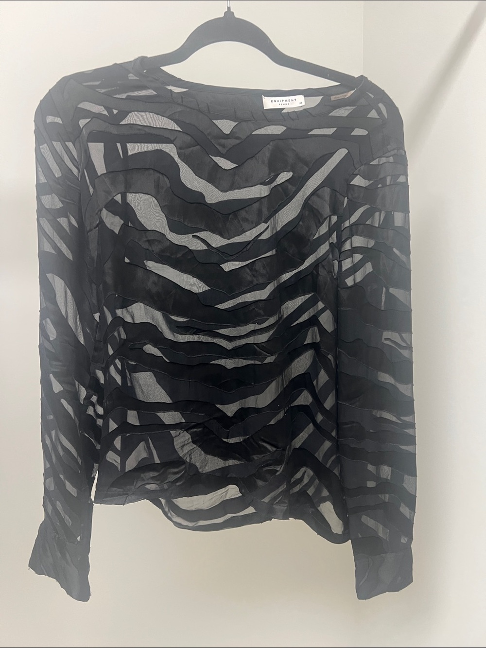 Equipment Silk Sheer Zebra-Stripe Blouse